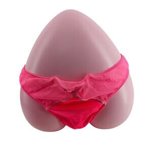 Victoria Secret Satin Neon Pink Mesh Thong Womens Large